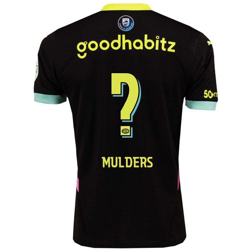 Kids Football Boet Mulders #0 Black Yellow Away Jersey 2024/25 T-Shirt Nz