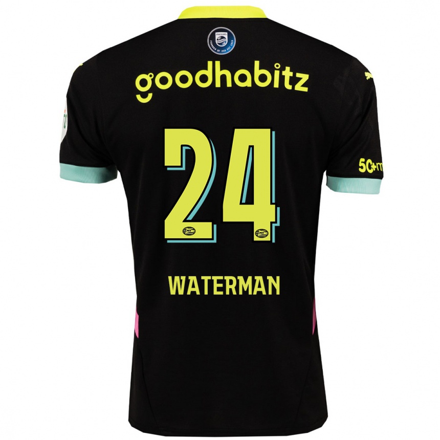 Kids Football Boy Waterman #24 Black Yellow Away Jersey 2024/25 T-Shirt Nz