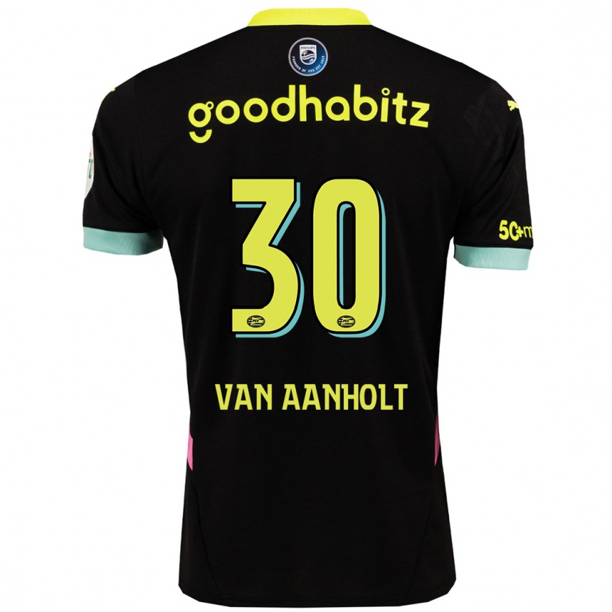 Kids Football Patrick Van Aanholt #30 Black Yellow Away Jersey 2024/25 T-Shirt Nz