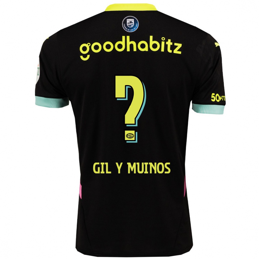 Kids Football Yaël Gil Y Muiños #0 Black Yellow Away Jersey 2024/25 T-Shirt Nz