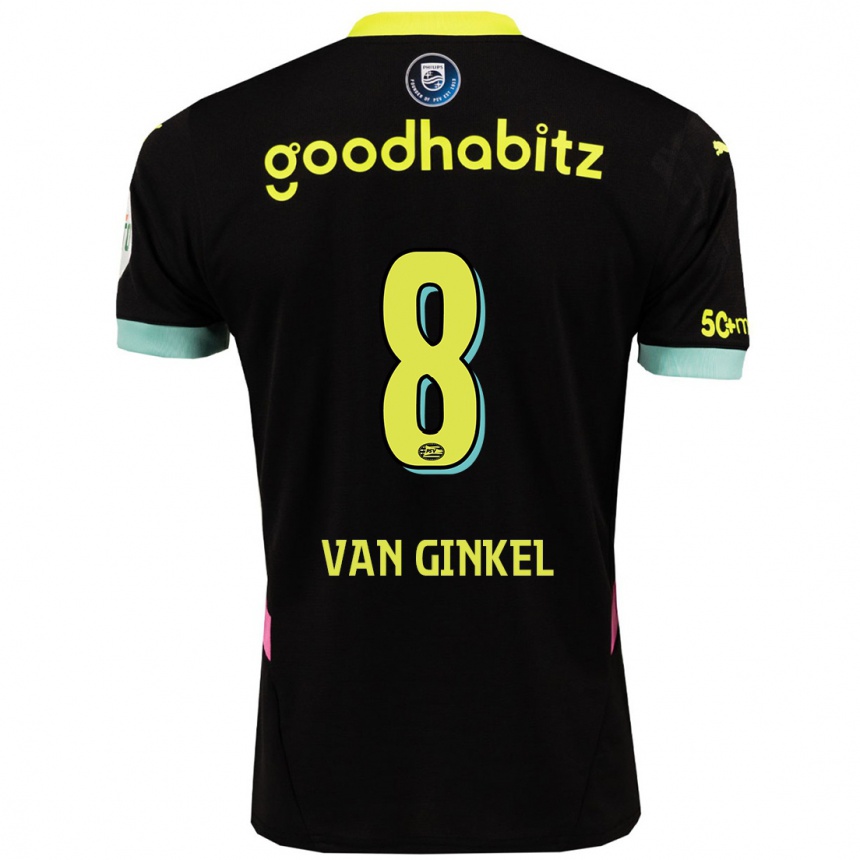 Kids Football Marco Van Ginkel #8 Black Yellow Away Jersey 2024/25 T-Shirt Nz