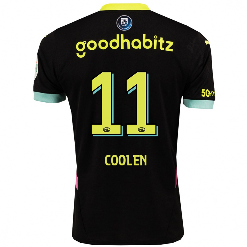 Kids Football Nadia Coolen #11 Black Yellow Away Jersey 2024/25 T-Shirt Nz