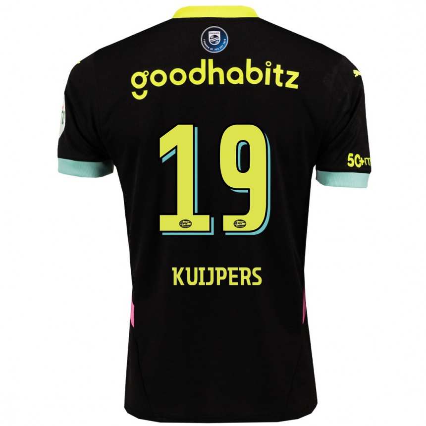 Kids Football Jeslynn Kuijpers #19 Black Yellow Away Jersey 2024/25 T-Shirt Nz