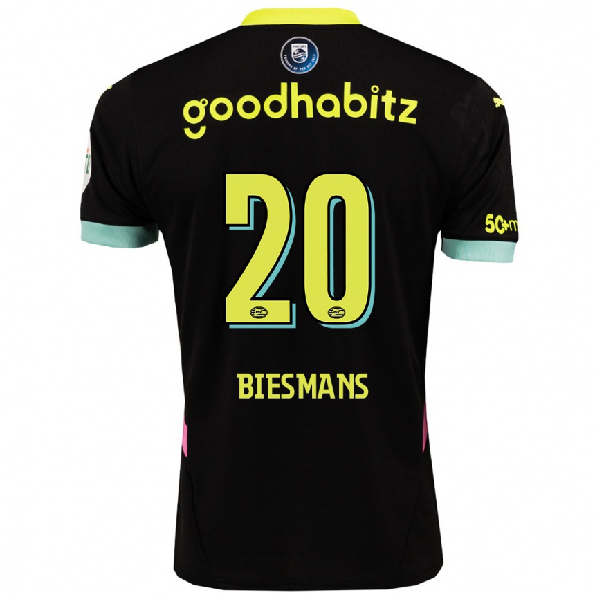 Kids Football Julie Biesmans #20 Black Yellow Away Jersey 2024/25 T-Shirt Nz