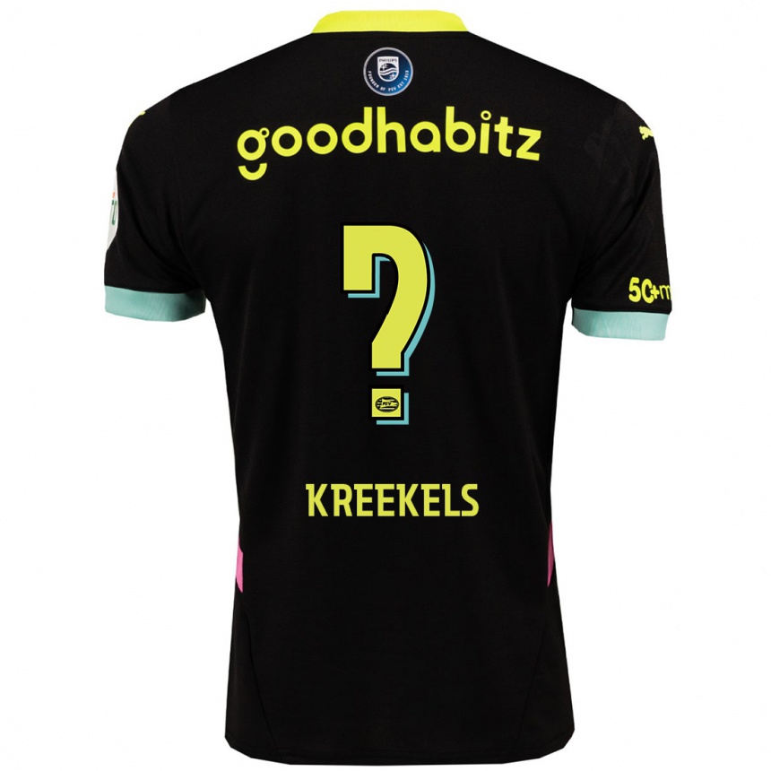 Kids Football Mees Kreekels #0 Black Yellow Away Jersey 2024/25 T-Shirt Nz