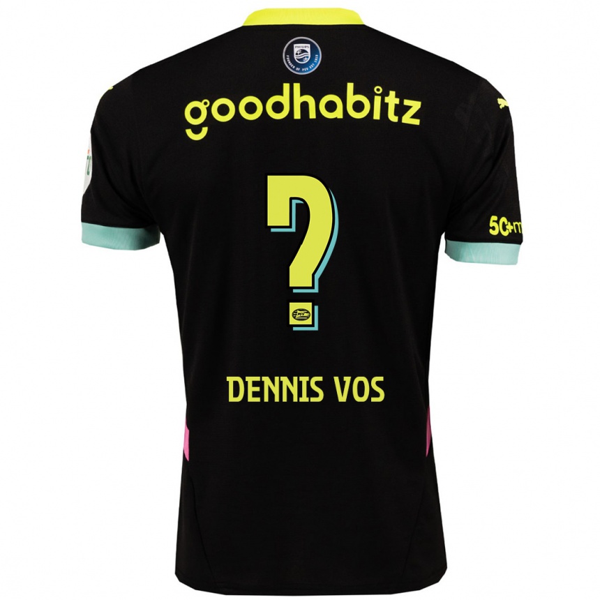 Kids Football Dennis Vos #0 Black Yellow Away Jersey 2024/25 T-Shirt Nz