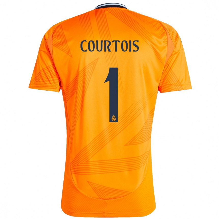 Kids Football Thibaut Courtois #1 Orange Away Jersey 2024/25 T-Shirt Nz