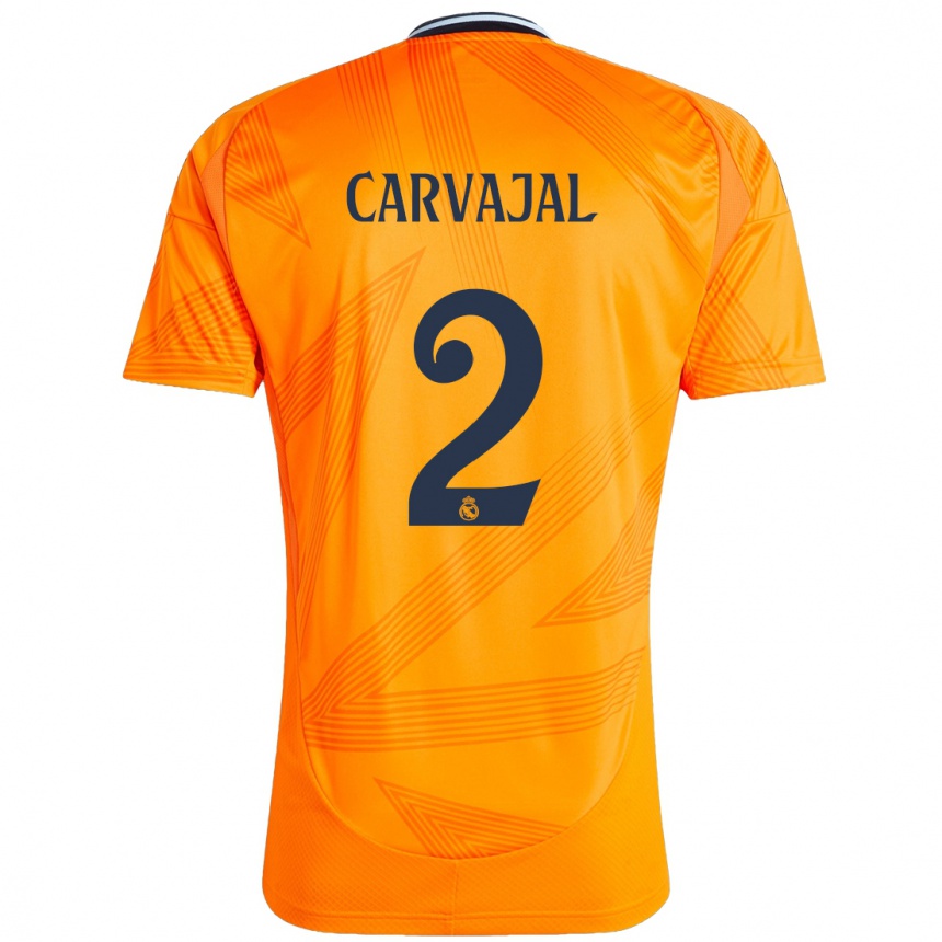 Kids Football Daniel Carvajal #2 Orange Away Jersey 2024/25 T-Shirt Nz