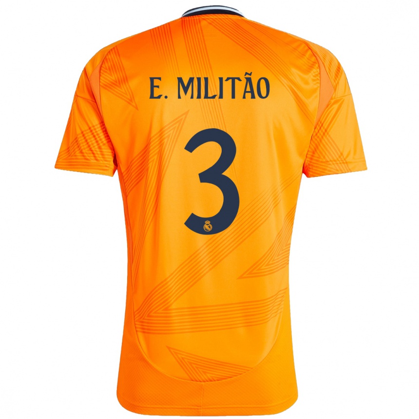 Kids Football Eder Militao #3 Orange Away Jersey 2024/25 T-Shirt Nz