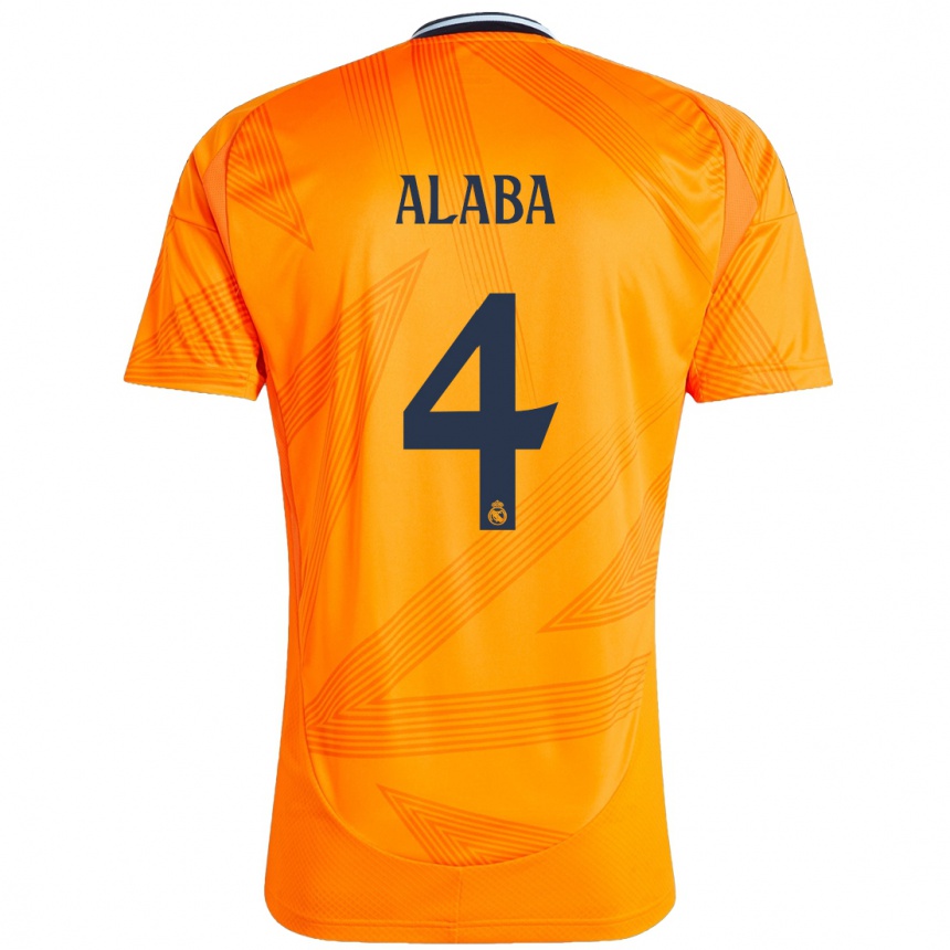 Kids Football David Alaba #4 Orange Away Jersey 2024/25 T-Shirt Nz