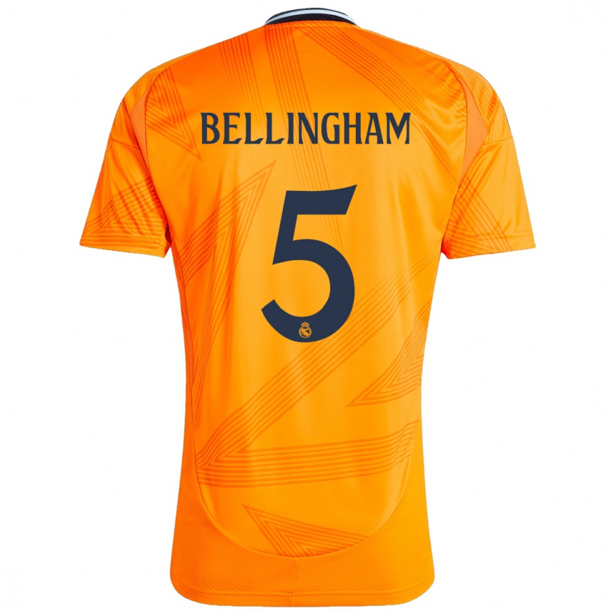 Kids Football Jude Bellingham #5 Orange Away Jersey 2024/25 T-Shirt Nz