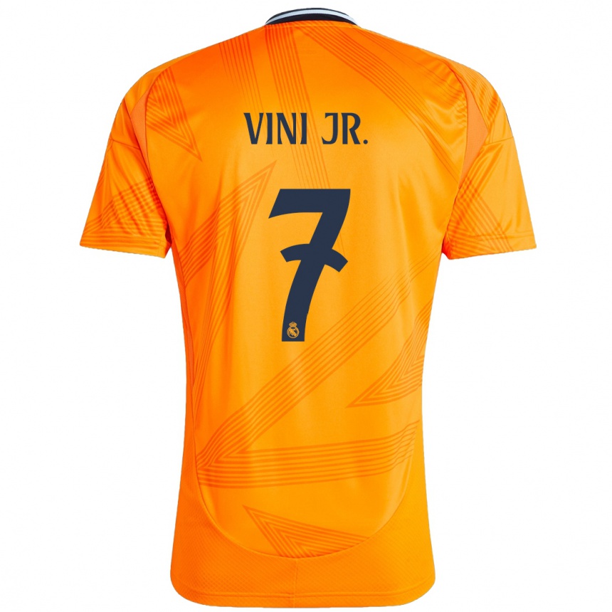 Kids Football Vinicius Junior #7 Orange Away Jersey 2024/25 T-Shirt Nz