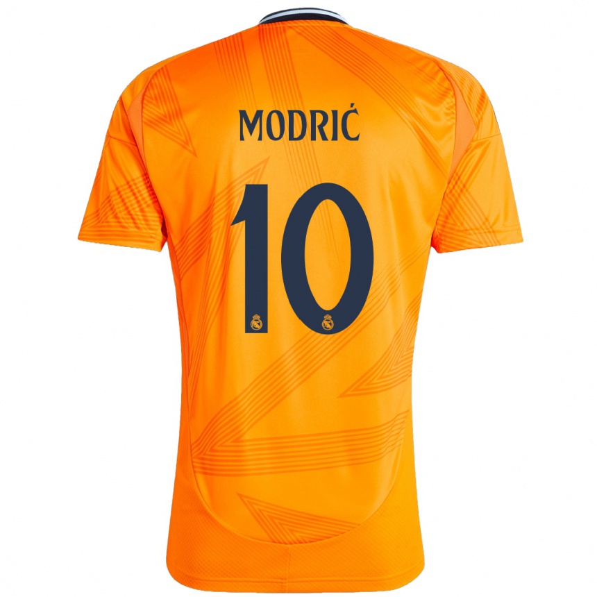 Kids Football Luka Modric #10 Orange Away Jersey 2024/25 T-Shirt Nz