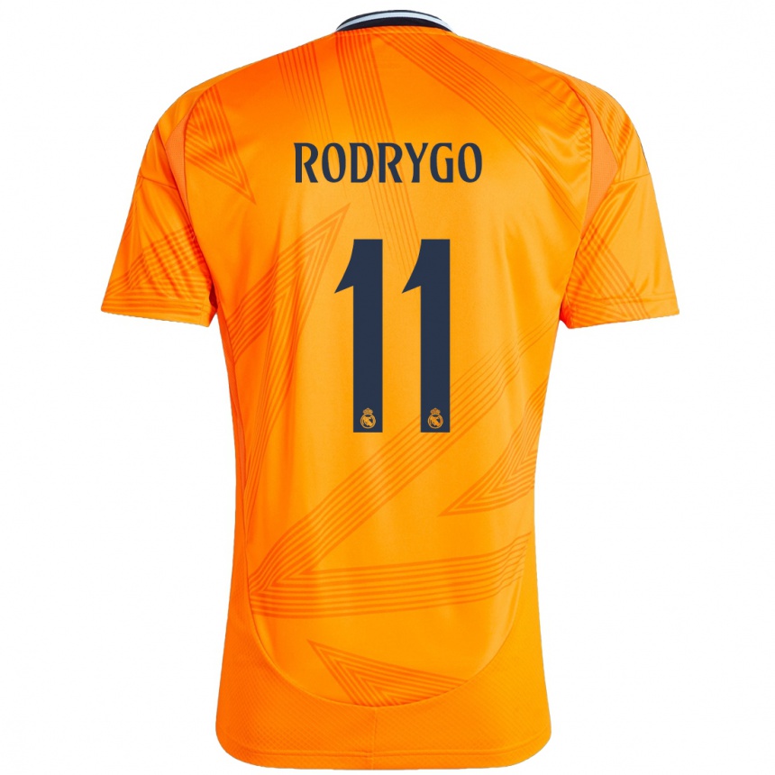 Kids Football Rodrygo #11 Orange Away Jersey 2024/25 T-Shirt Nz