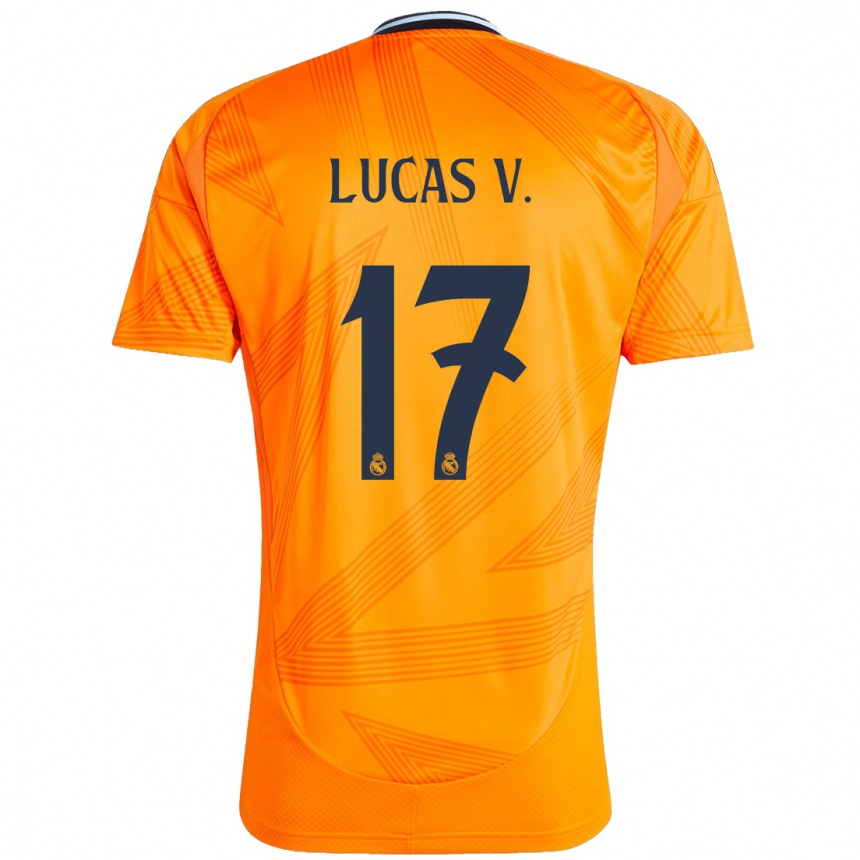 Kids Football Lucas Vazquez #17 Orange Away Jersey 2024/25 T-Shirt Nz