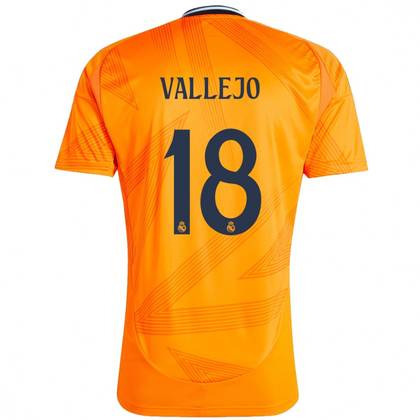 Kids Football Jesus Vallejo #18 Orange Away Jersey 2024/25 T-Shirt Nz