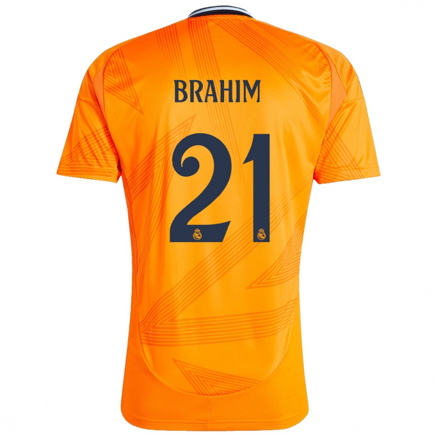 Kids Football Brahim Diaz #21 Orange Away Jersey 2024/25 T-Shirt Nz