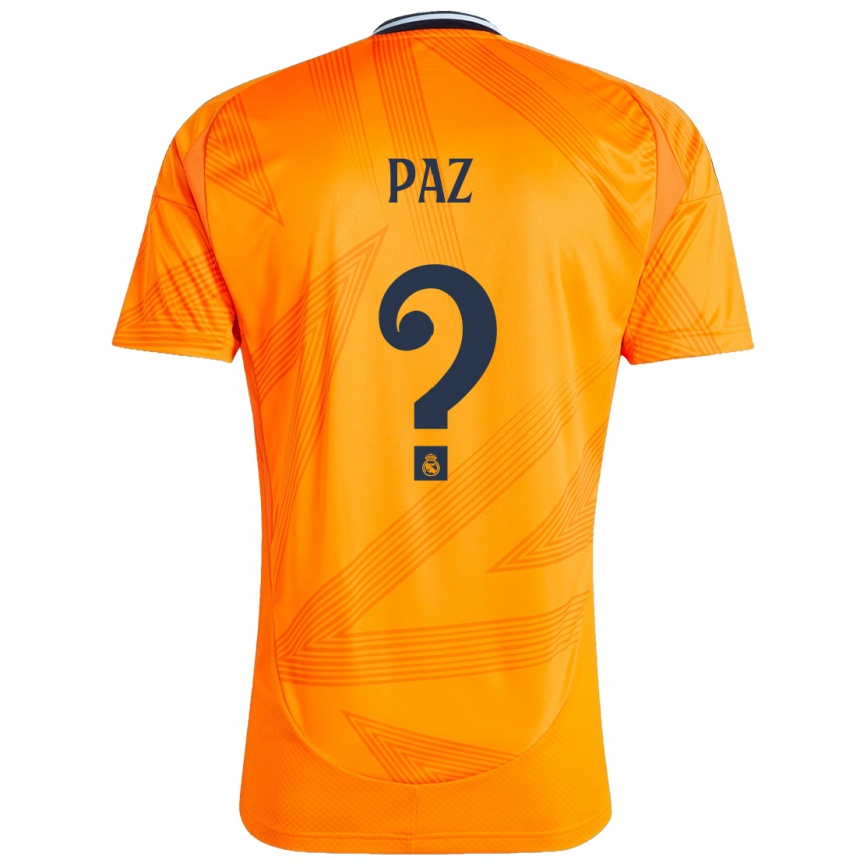 Kids Football Nico Paz #0 Orange Away Jersey 2024/25 T-Shirt Nz