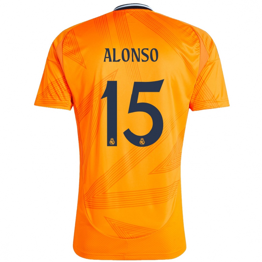 Kids Football Borja Alonso #15 Orange Away Jersey 2024/25 T-Shirt Nz