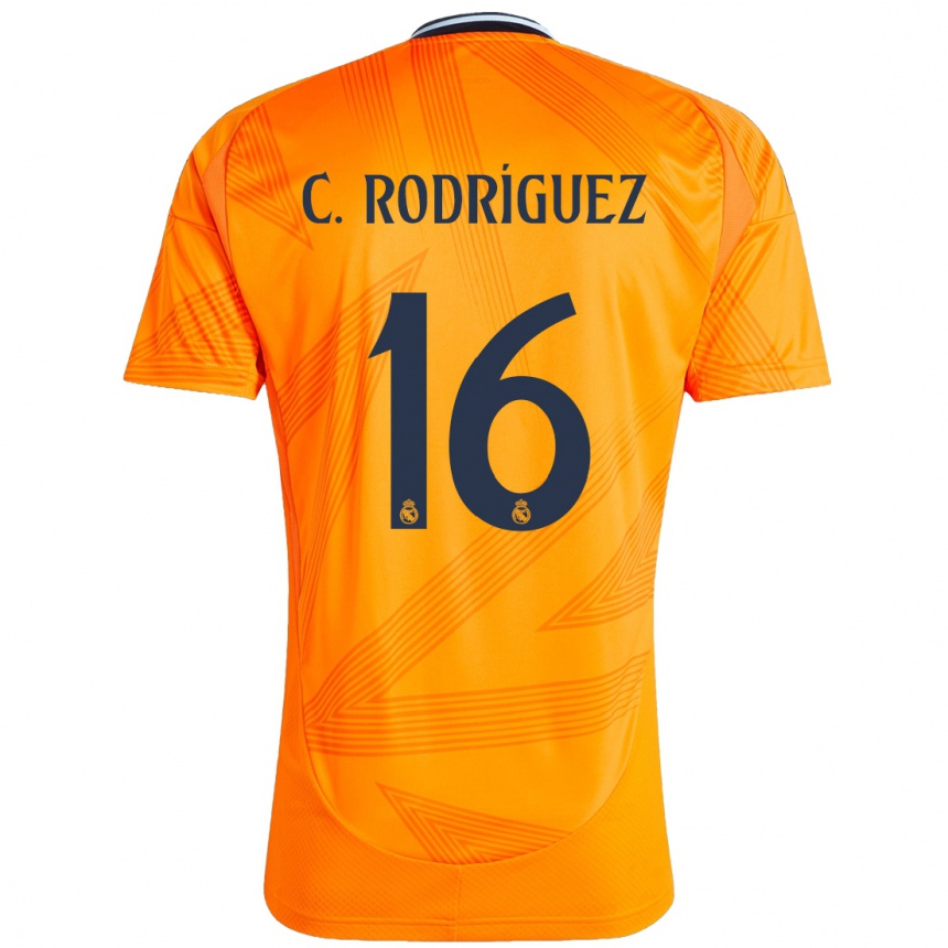 Kids Football Carlos Rodríguez #16 Orange Away Jersey 2024/25 T-Shirt Nz