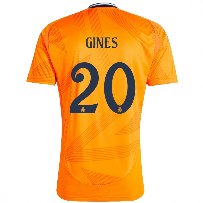 Kids Football Alvaro Gines #20 Orange Away Jersey 2024/25 T-Shirt Nz