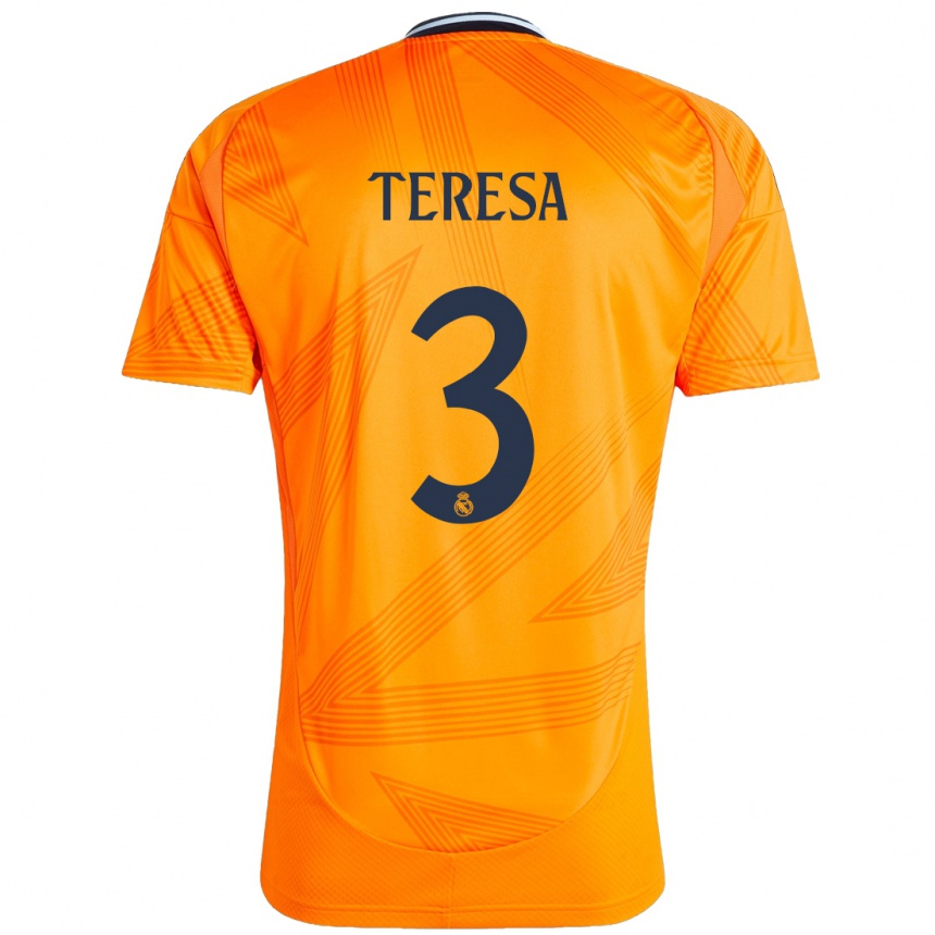 Kids Football Teresa Abelleira #3 Orange Away Jersey 2024/25 T-Shirt Nz