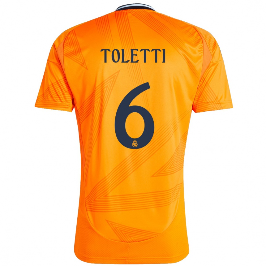 Kids Football Sandie Toletti #6 Orange Away Jersey 2024/25 T-Shirt Nz