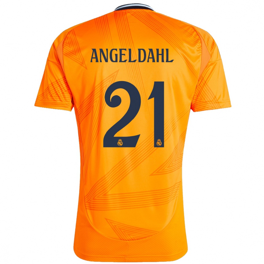 Kids Football Filippa Angeldahl #21 Orange Away Jersey 2024/25 T-Shirt Nz