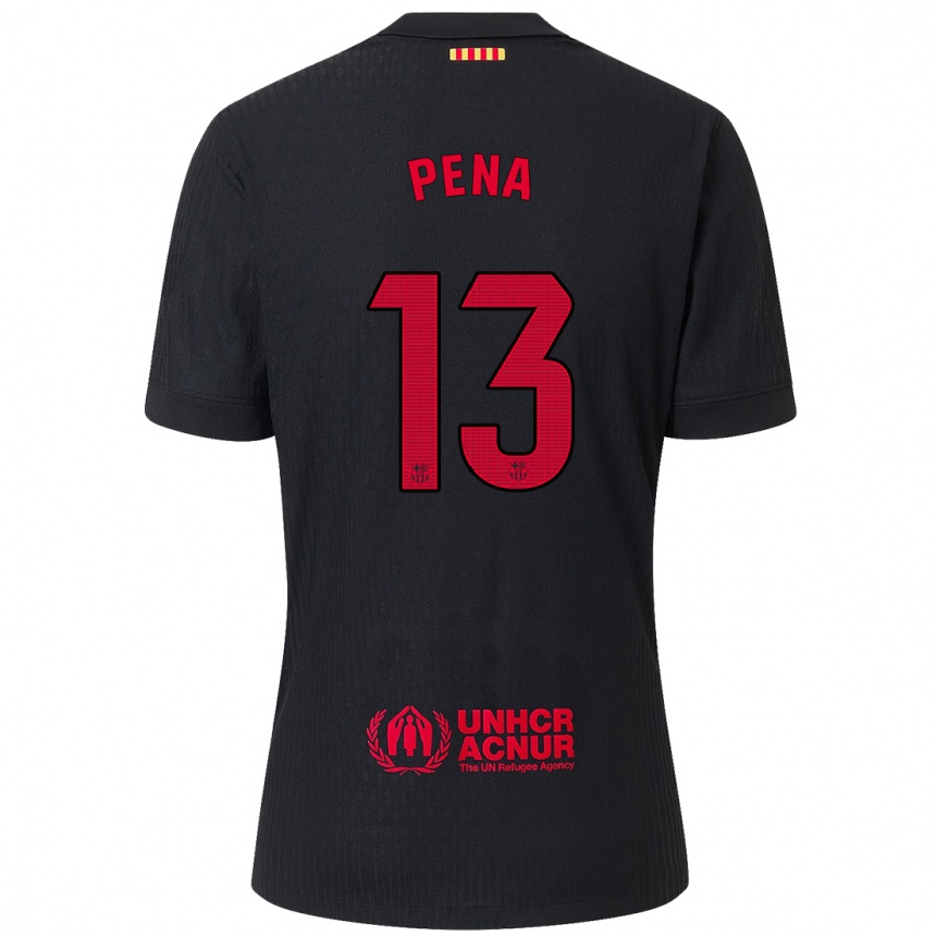 Kids Football Inaki Pena #13 Black Red Away Jersey 2024/25 T-Shirt Nz