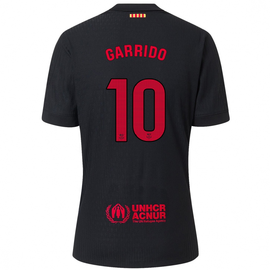 Kids Football Aleix Garrido #10 Black Red Away Jersey 2024/25 T-Shirt Nz