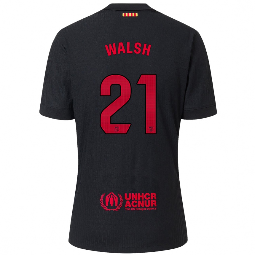 Kids Football Keira Walsh #21 Black Red Away Jersey 2024/25 T-Shirt Nz