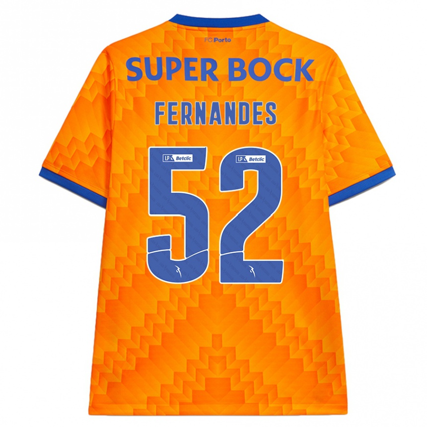 Kids Football Martim Fernandes #52 Orange Away Jersey 2024/25 T-Shirt Nz