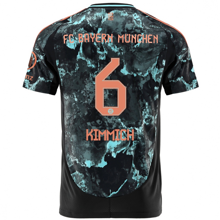 Kids Football Joshua Kimmich #6 Black Away Jersey 2024/25 T-Shirt Nz