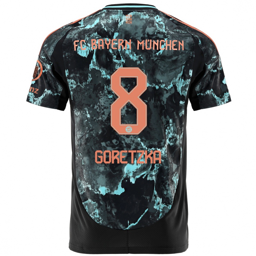 Kids Football Leon Goretzka #8 Black Away Jersey 2024/25 T-Shirt Nz