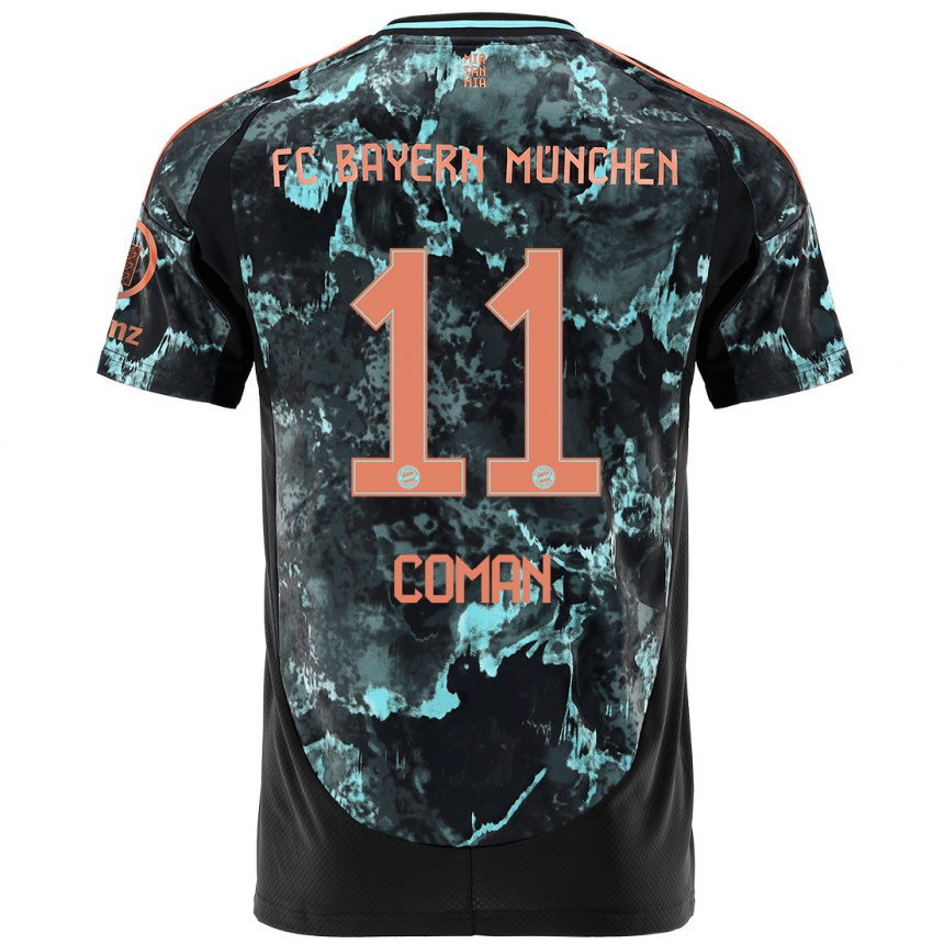 Kids Football Kingsley Coman #11 Black Away Jersey 2024/25 T-Shirt Nz