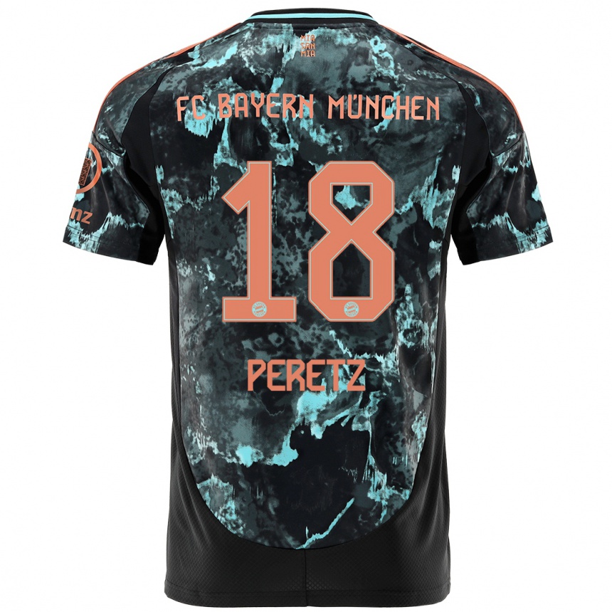 Kids Football Daniel Peretz #18 Black Away Jersey 2024/25 T-Shirt Nz