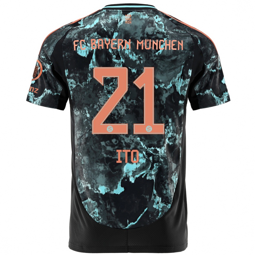 Kids Football Hiroki Ito #21 Black Away Jersey 2024/25 T-Shirt Nz