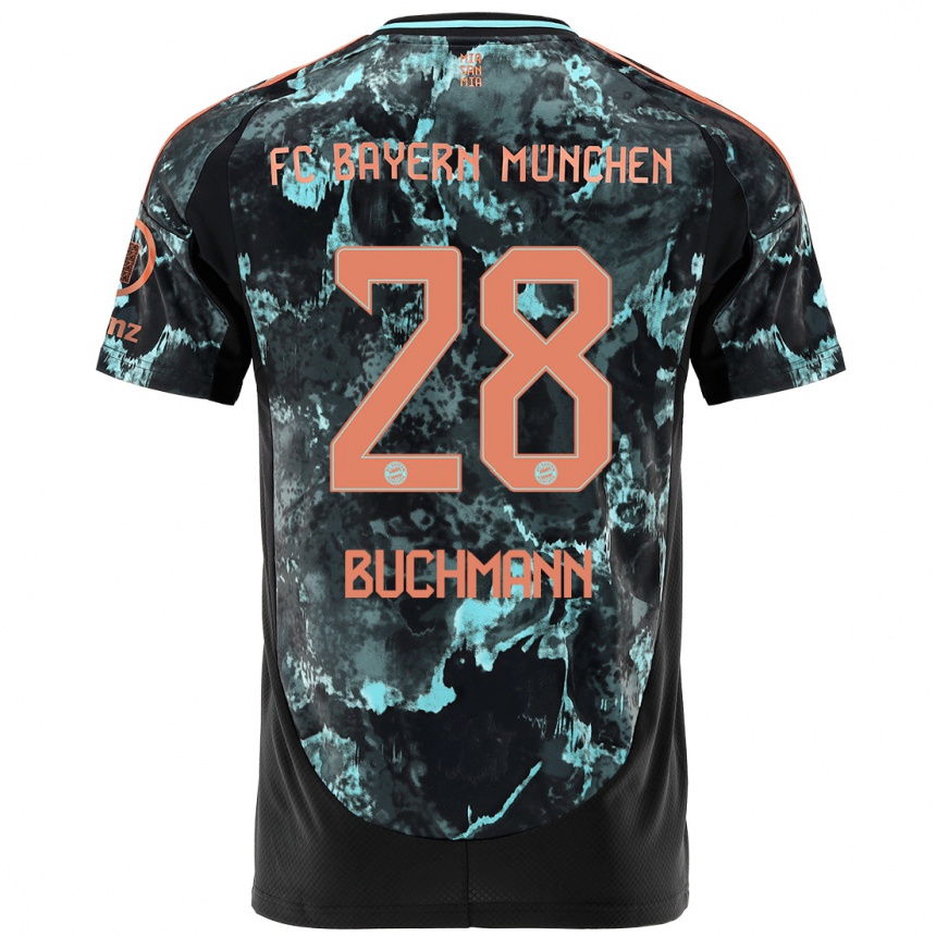 Kids Football Tarek Buchmann #28 Black Away Jersey 2024/25 T-Shirt Nz