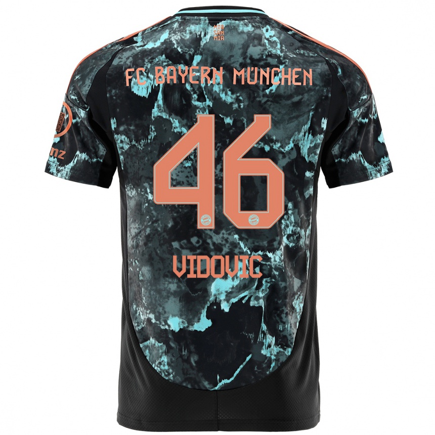 Kids Football Gabriel Vidovic #46 Black Away Jersey 2024/25 T-Shirt Nz