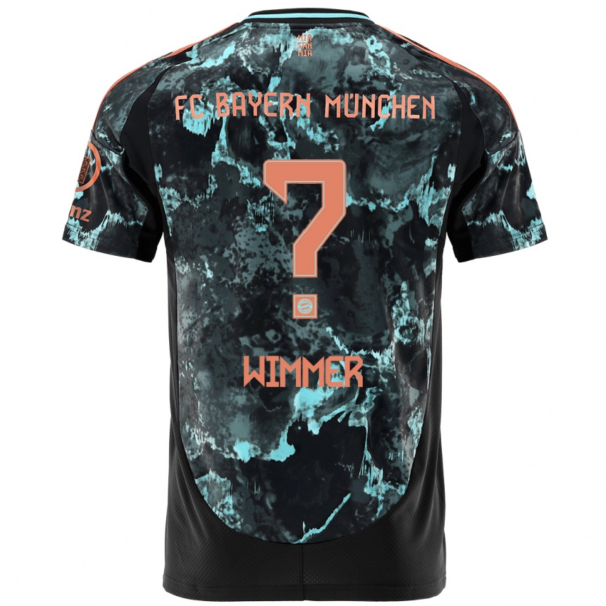 Kids Football Benedikt Wimmer #0 Black Away Jersey 2024/25 T-Shirt Nz