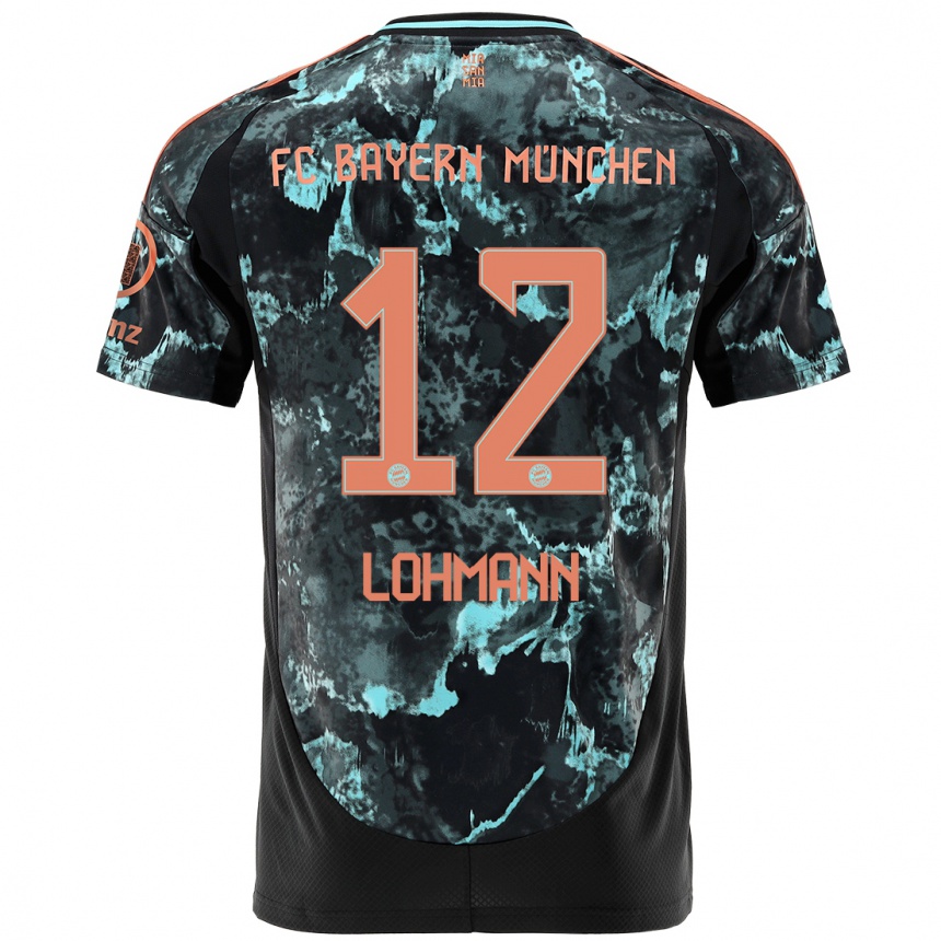 Kids Football Sydney Lohmann #12 Black Away Jersey 2024/25 T-Shirt Nz