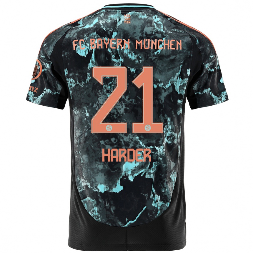 Kids Football Pernille Harder #21 Black Away Jersey 2024/25 T-Shirt Nz