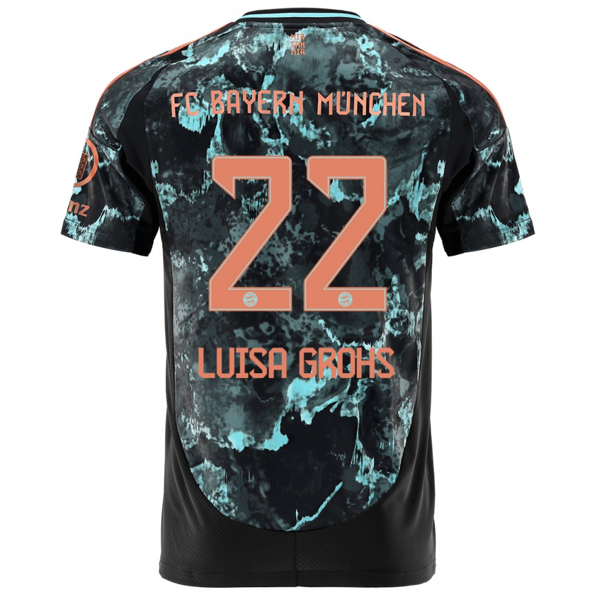 Kids Football Maria Luisa Grohs #22 Black Away Jersey 2024/25 T-Shirt Nz