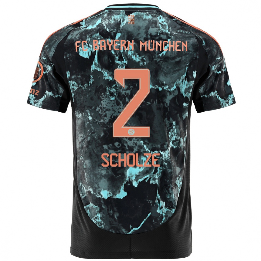 Kids Football Max Scholze #2 Black Away Jersey 2024/25 T-Shirt Nz