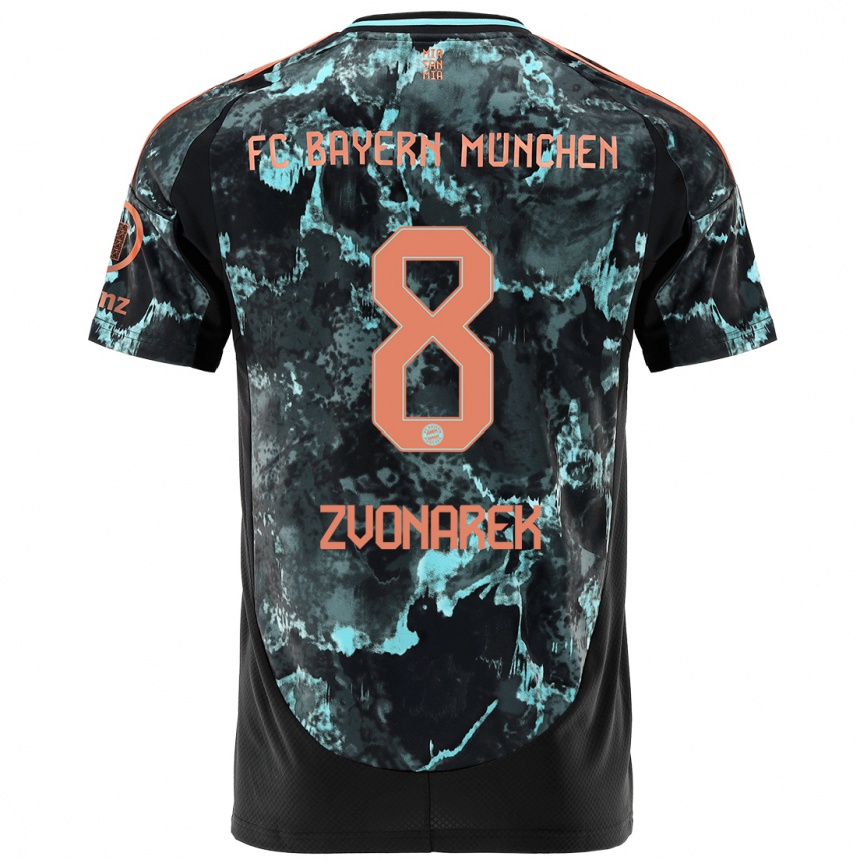 Kids Football Lovro Zvonarek #8 Black Away Jersey 2024/25 T-Shirt Nz