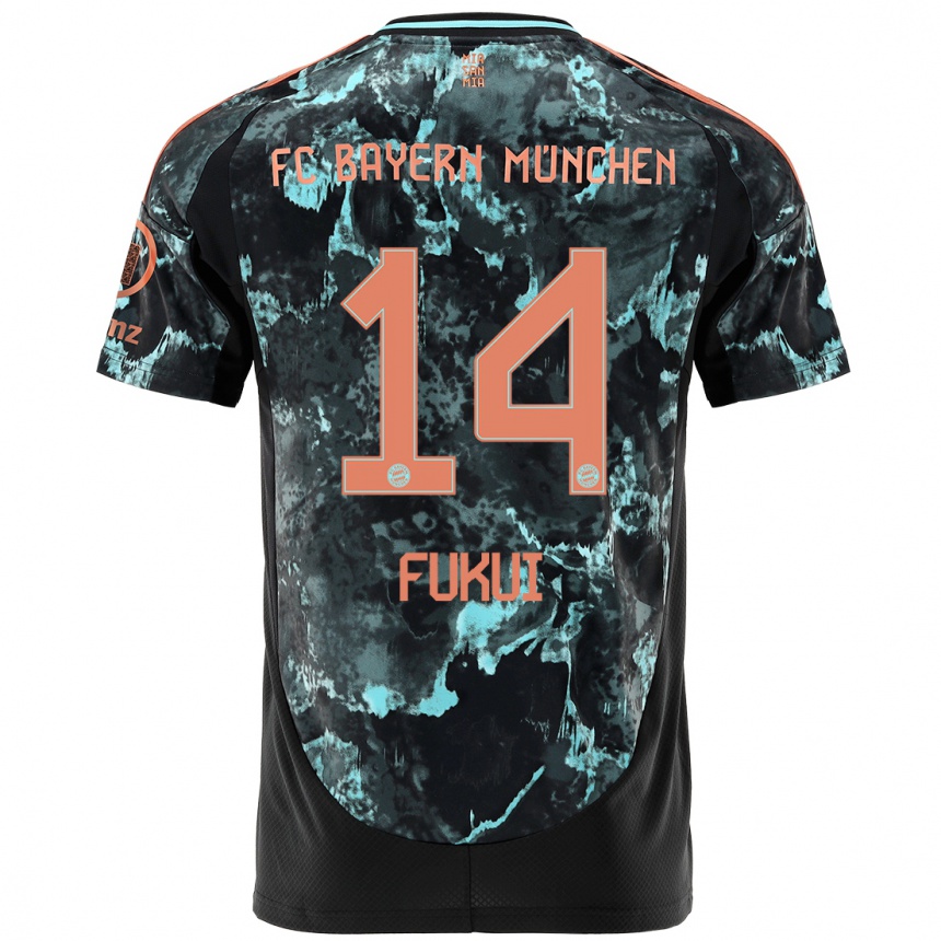 Kids Football Taichi Fukui #14 Black Away Jersey 2024/25 T-Shirt Nz