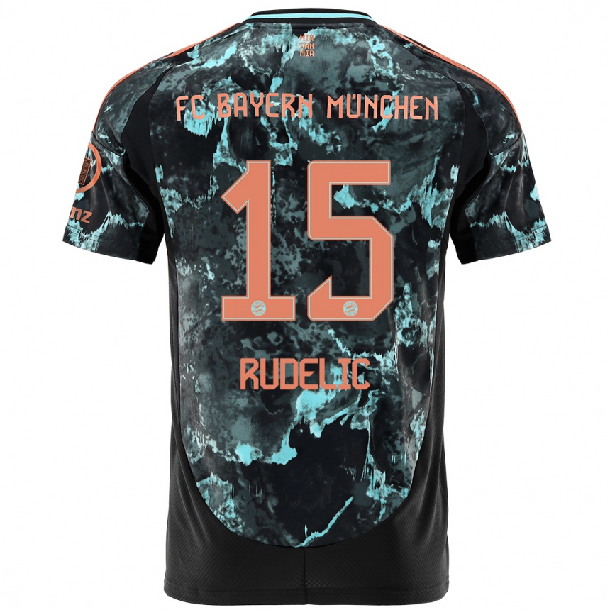 Kids Football Ivana Rudelic #15 Black Away Jersey 2024/25 T-Shirt Nz