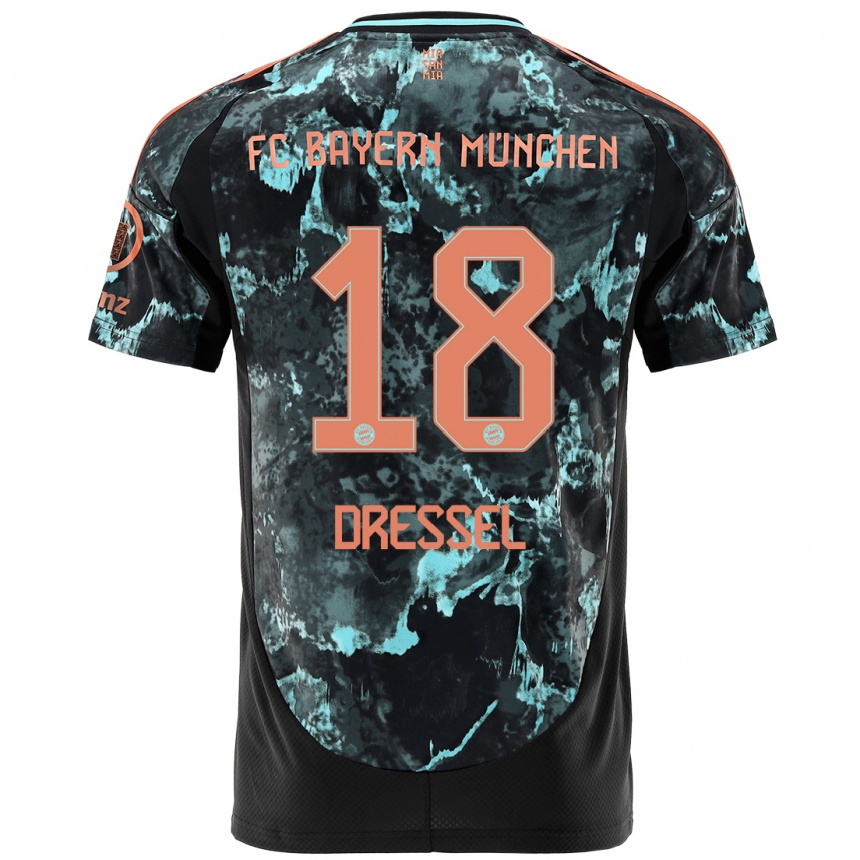 Kids Football Timon Dressel #18 Black Away Jersey 2024/25 T-Shirt Nz