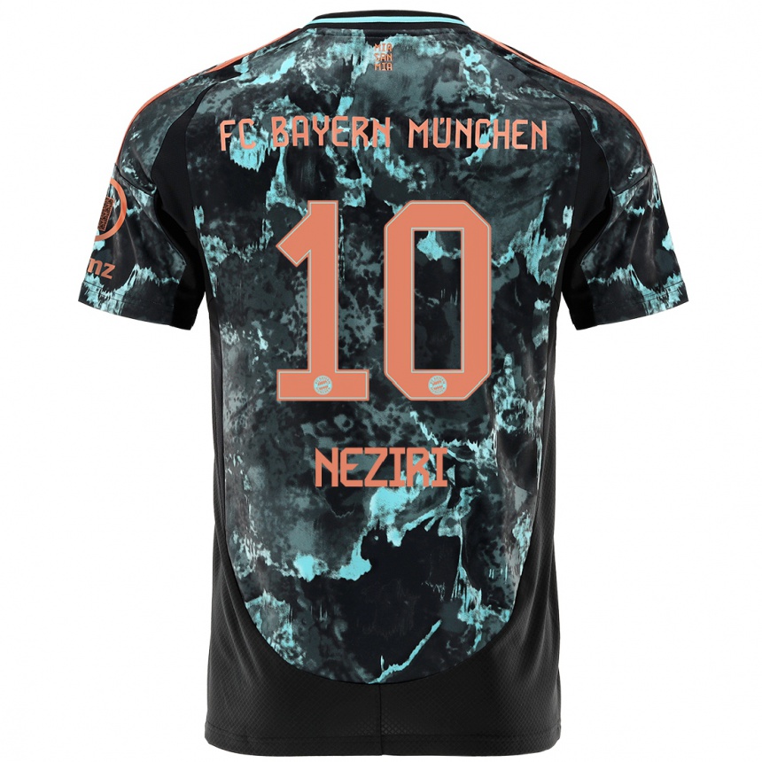 Kids Football Behar Neziri #10 Black Away Jersey 2024/25 T-Shirt Nz