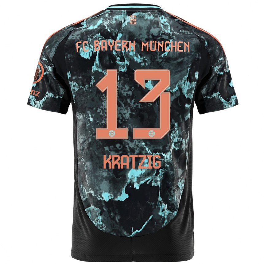 Kids Football Frans Kratzig #13 Black Away Jersey 2024/25 T-Shirt Nz